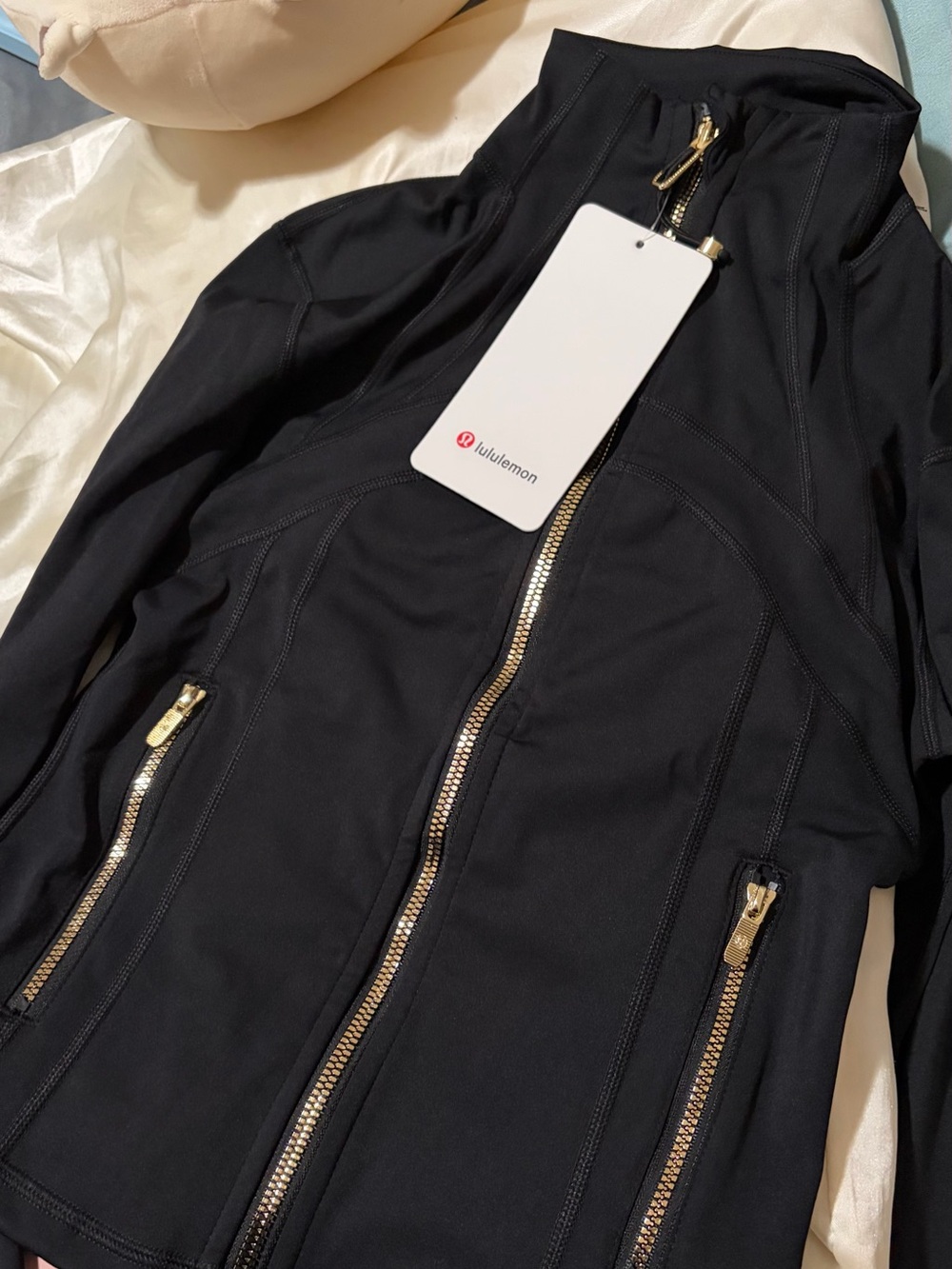 lululemon athletica Black Cropped Utility Jacket with Gold Zippers